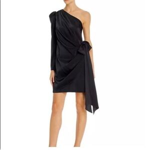 Aidan Mattox One-Shoulder Puff-Sleeve Dress